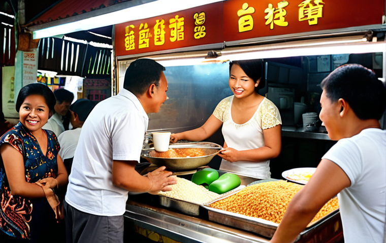 **Prompt:** A Malaysian small business owner (e.g., a "nasi lemak" stall owner or a coffee shop manager) subtly observing and interacting with diverse, happy customers in a bustling local market or a cozy "kopitiam" setting. The scene emphasizes genuine human connection and the understanding of customer behavior beyond just sales, with authentic local food or drinks visible. Soft, inviting lighting, capturing the essence of Malaysian community and entrepreneurship.