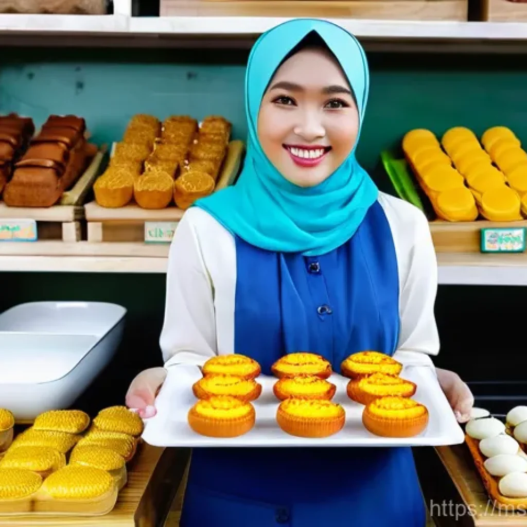 마이크로 프랜차이즈의 온라인 마케팅 기법 - **A vibrant scene of a young Malay female entrepreneur, in her late 20s, wearing a stylish modest hi...