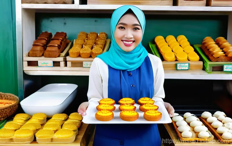 마이크로 프랜차이즈의 온라인 마케팅 기법 - **A vibrant scene of a young Malay female entrepreneur, in her late 20s, wearing a stylish modest hi...