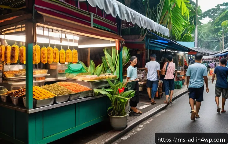 마이크로 프랜차이즈와 창업 교육 - A vibrant Malaysian micro-business street market scene during the daytime, featuring young entrepren...