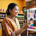 마이크로 프랜차이즈와 고객 커뮤니티 구축 - A warm and inviting small business scene in Malaysia featuring a micro franchise owner sending a per...